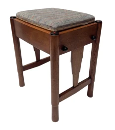 Art Deco Amsterdamse School Stool with Adjustable Seat, 1920s